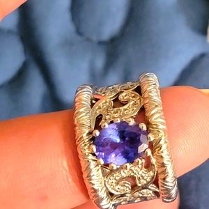 Tanzanite ring on 18k white gold band